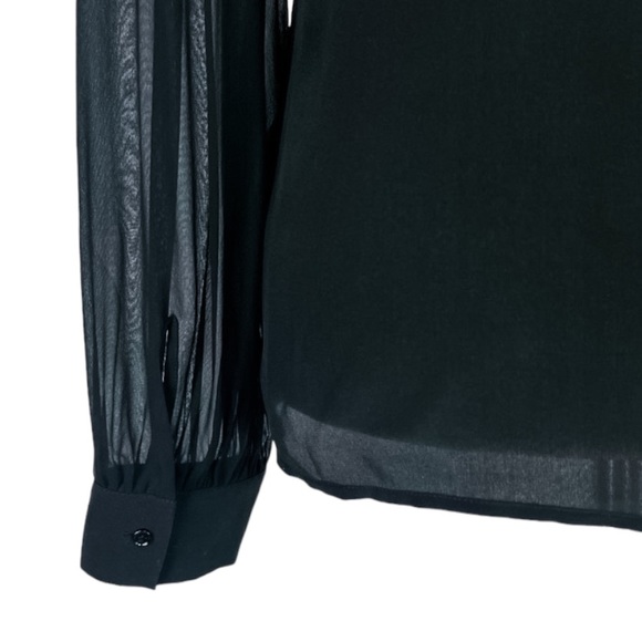 SOLD! Uterque Long Sleeve Silk Chiffon Blouse - Picture 6 of 10